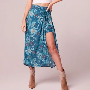 NWT Band of the Free | Celene Teal Floral Layered Midi Skirt XS